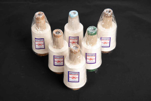 Mohan Shoppe Off-White Color Cotton Staple Thread for Embroidery Machine Package of 6 roll