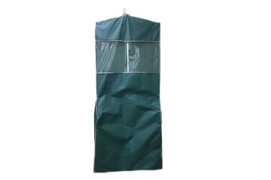 Mohan Shoppe Green Color Non-Woven Wedding Lehenga Gown Long Dress Garment Cover Bags 63" with 12" Gusset with Back Zip pack of 1 piece (Transparent Covering: 12.5 inches approx.)