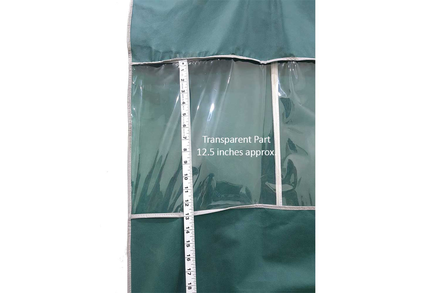 Mohan Shoppe Green Color Non-Woven Wedding Lehenga Gown Long Dress Garment Cover Bags 63" with 12" Gusset with Back Zip pack of 1 piece (Transparent Covering: 12.5 inches approx.)