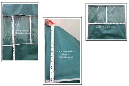 Mohan Shoppe Green Color Non-Woven Wedding Lehenga Gown Long Dress Garment Cover Bags 63" with 12" Gusset with Back Zip pack of 1 piece (Transparent Covering: 12.5 inches approx.)