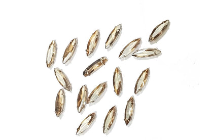 Boat Kishti Eye Shape Sew on Crystal Glass Stones with Clip Frame