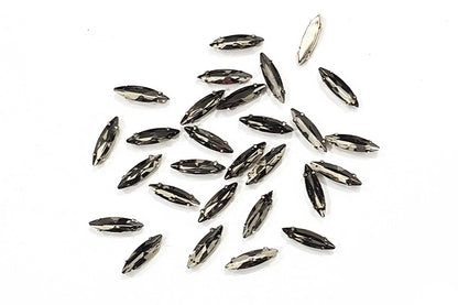 Boat Kishti Eye Shape Sew on Crystal Glass Stones with Clip Frame