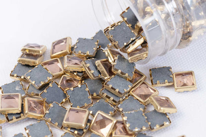 Mohan Shoppe Square Gluefix Resin Stones Used in a Flowerpot, Saree, Dress etc. Size- 9 mm Approx. Package of 100 Grams