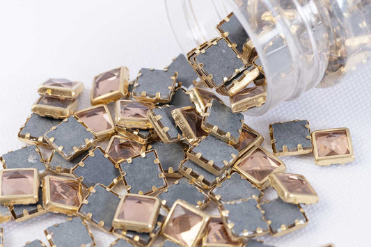 Mohan Shoppe Square Gluefix Resin Stones Used in a Flowerpot, Saree, Dress etc. Size- 9 mm Approx. Package of 100 Grams