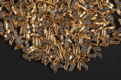 Mohan Shoppe S-Shape Hotfix Resin Stones with Golden Frame for Art and Craft with Fabric Size- 10 x 4 mm Approx.,Package of 100 Grams