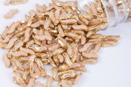 Mohan Shoppe S-Shape Hotfix Resin Stones with Golden Frame for Art and Craft with Fabric Size- 10 x 4 mm Approx.,Package of 100 Grams