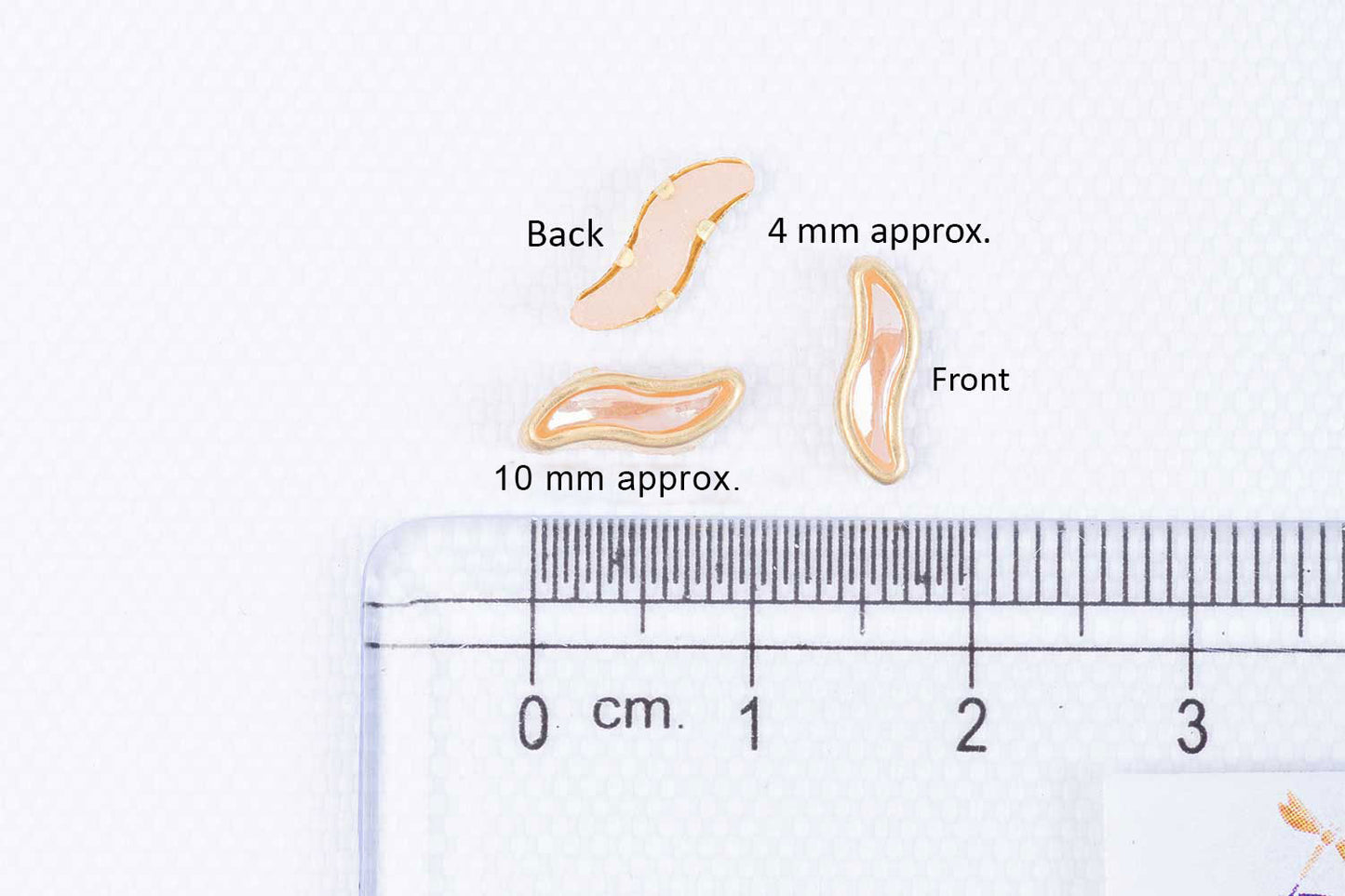 Mohan Shoppe S-Shape Hotfix Resin Stones with Golden Frame for Art and Craft with Fabric Size- 10 x 4 mm Approx.,Package of 100 Grams