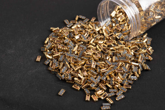 Mohan Shoppe Copper Rectangular Gluefix Resin Stones Used in a Flower Pot, Saree, Dress, Gown Size- 8 x 4 mm Approx.,Package of 100 Grams