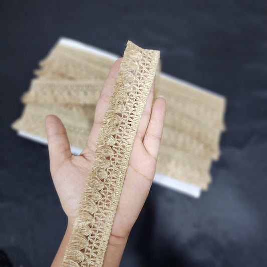 Golden Color Fringes Jute Lace Pack of 18 meters approx