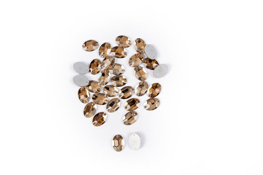 Mohan Shoppe Golden Oval Glass Stone Package of 25 Pieces
