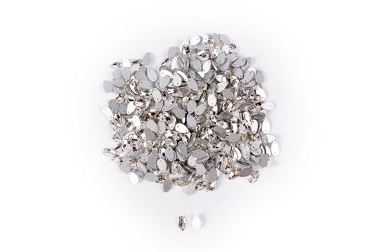 Mohan Shoppe Silver Leaf/Drop Glass Stone Package of 100 Pieces