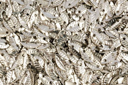Mohan Shoppe Silver Color Leaf Shape Metal Sequins for Craft, Embroidery and Jewelry Making Pack of 50gm