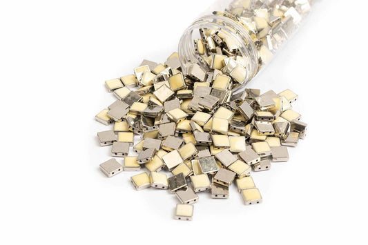 Mohan Shoppe Cream Color Square Shape Plastic Stones for Embroidery Work Ladies Suits, Dresses, Blouses, Gowns, Beading, Art and Craft and Decoration, Package of 20 Pieces