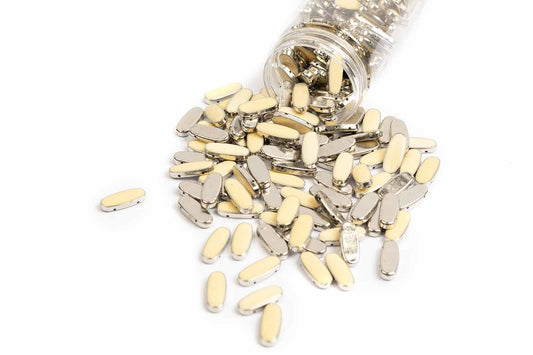 Mohan Shoppe Cream Color Plastic Stones for Embroidery Work Ladies Suits, Dresses, Blouses, Gowns, Beading, Art and Craft and Decoration, Package of 20 Pieces