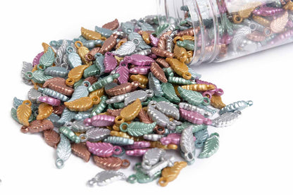 Multi Color Leaf Shape Plastic Beads Package of 50 Grams