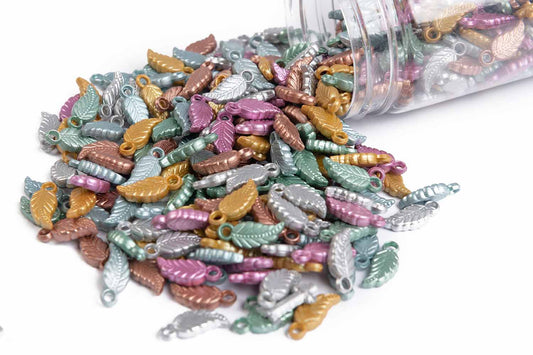 Multi Color Leaf Shape Plastic Beads Package of 50 Grams