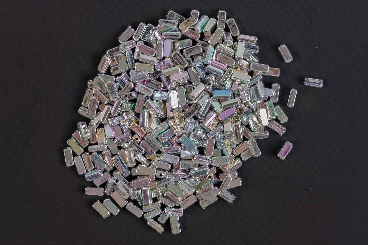 Silver Rainbow Color Cuboidal Shape Plastic Beads Package of 50 Grams