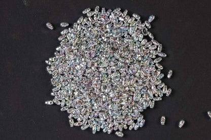 Silver Rainbow Color Oval/Surahi Shape Plastic Beads Package of 50 Grams