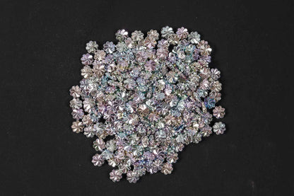 Silver Rainbow Color Flower Shape Plastic Beads Package of 50 Grams