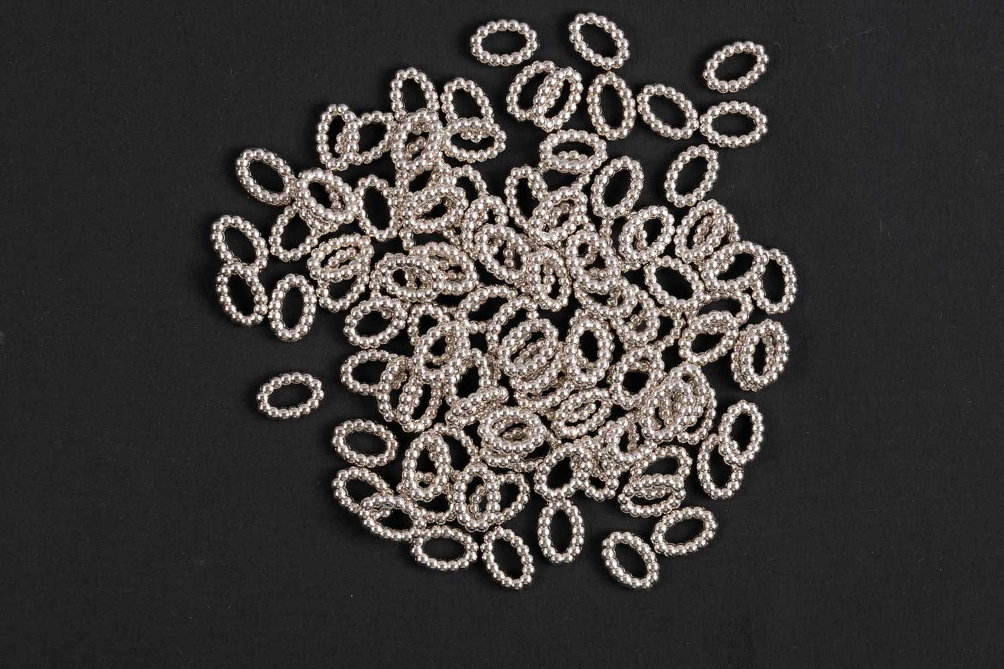 Silver Color Oval Shape Plastic Beads Package of 50 Grams
