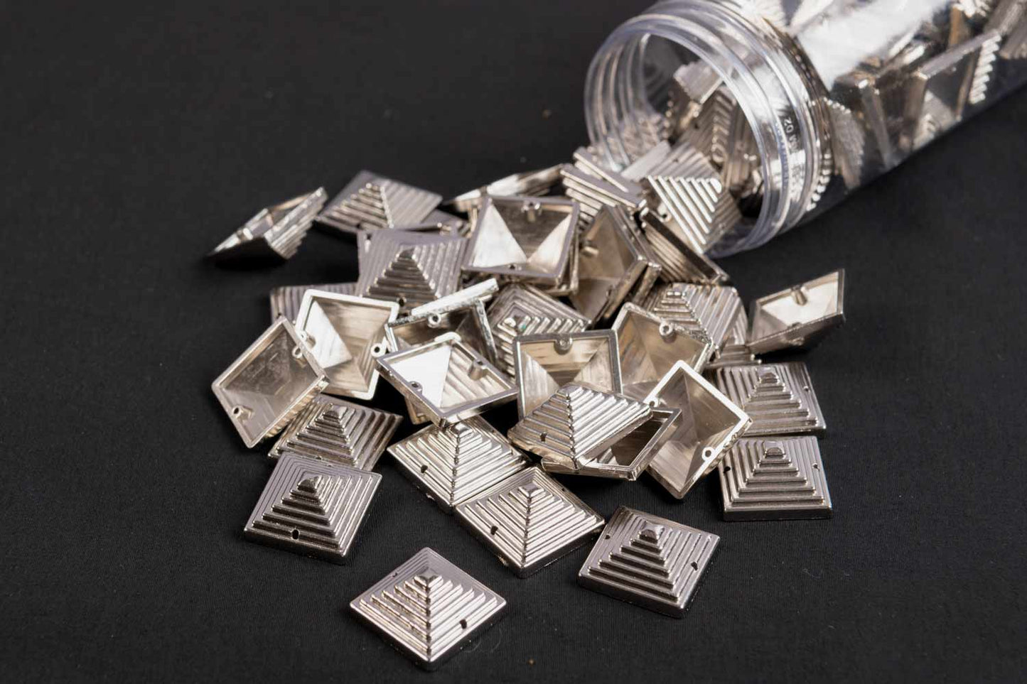 Silver Color Square Shape Plastic Beads Package of 50 Grams