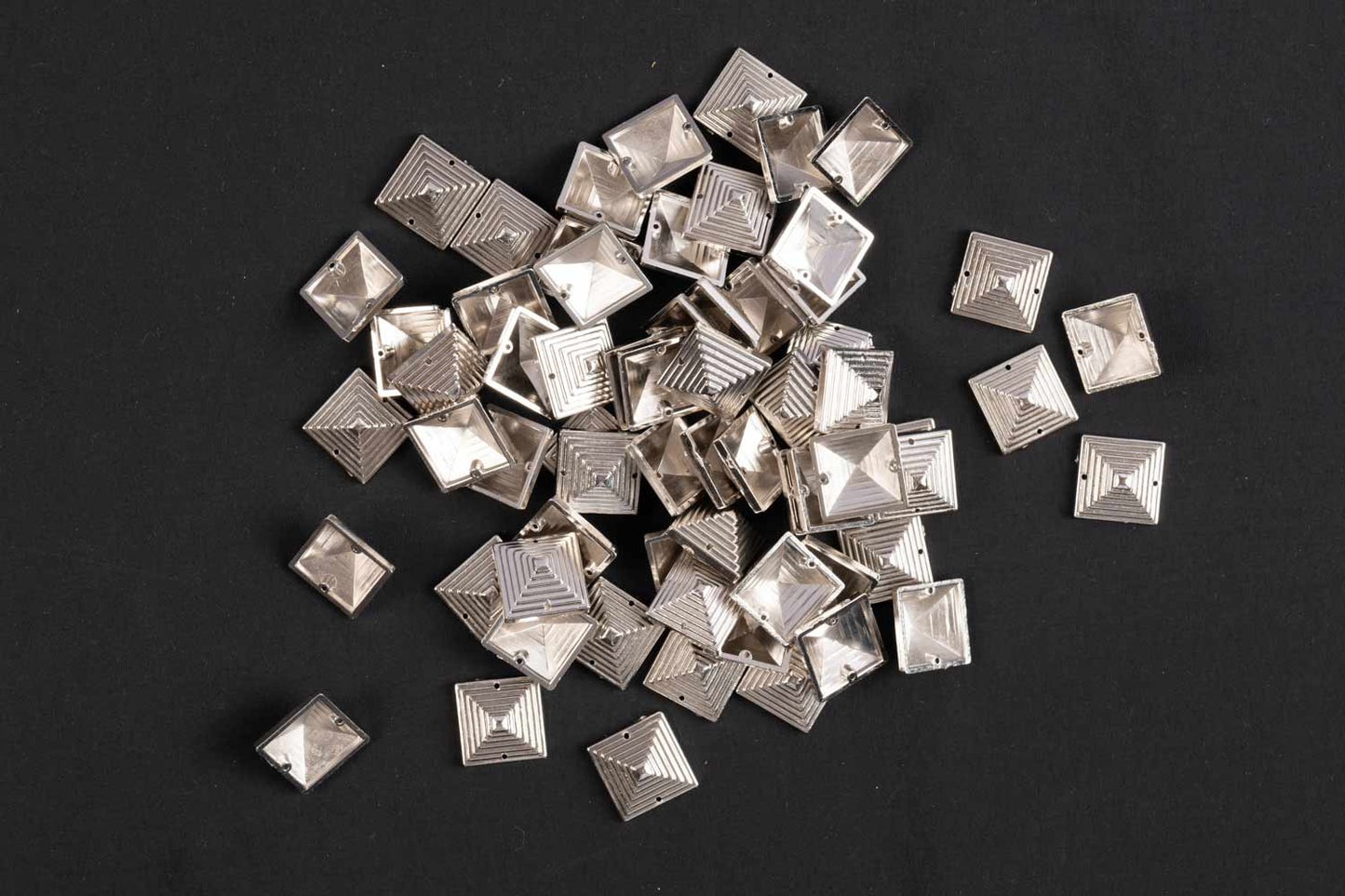 Silver Color Square Shape Plastic Beads Package of 50 Grams