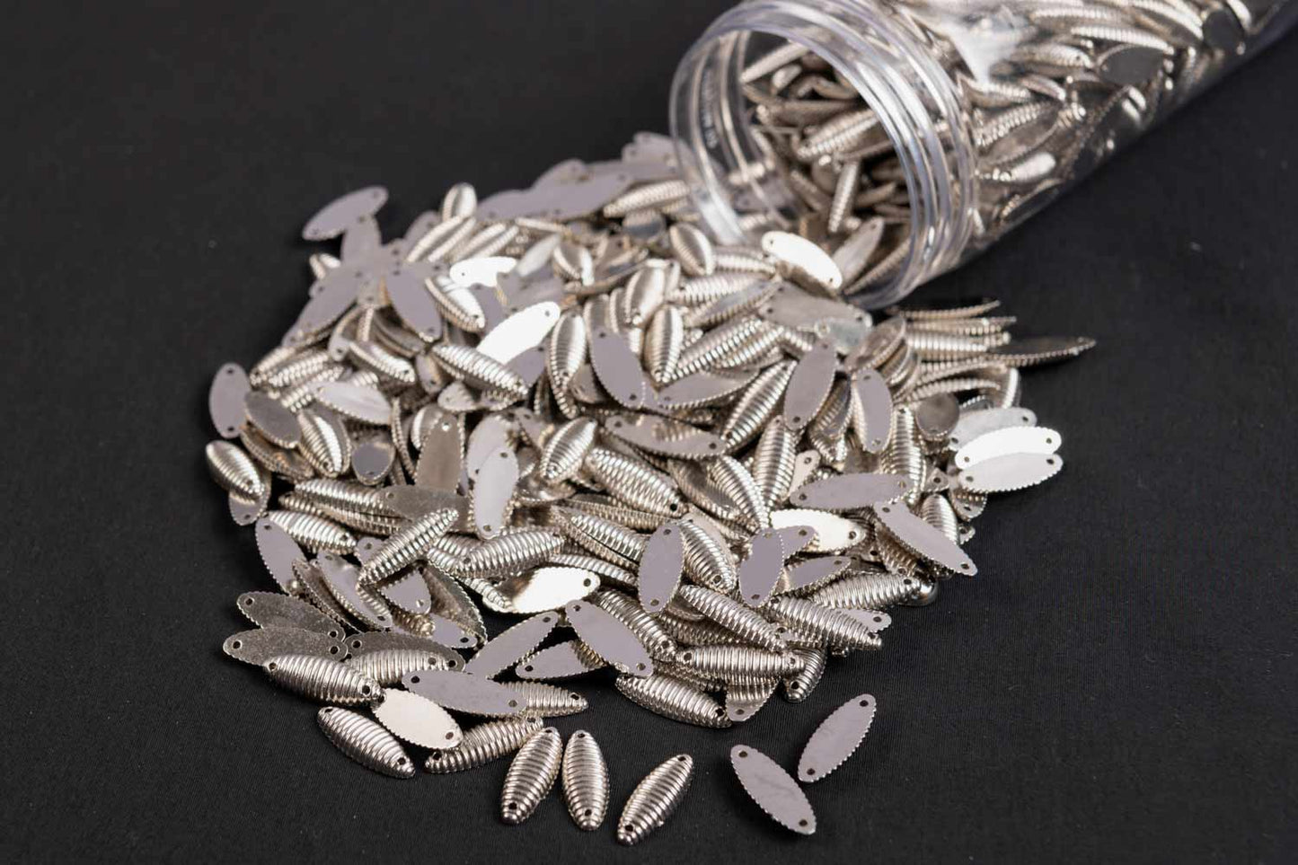 Silver Color Eye Shape Plastic Beads Package of 50 Grams