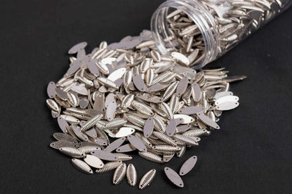 Silver Color Eye Shape Plastic Beads Package of 50 Grams