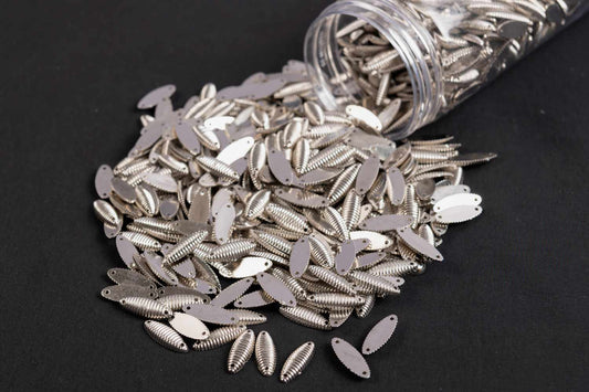 Silver Color Eye Shape Plastic Beads Package of 50 Grams