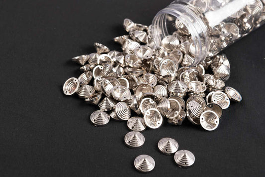 Silver Color Cap Shape Plastic Beads Package of 50 Grams