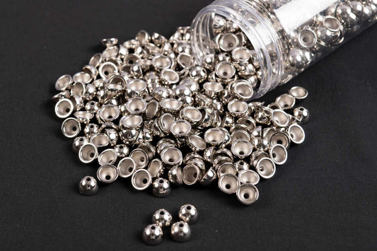 Silver Color Cap Shape Plastic Beads Package of 50 Grams