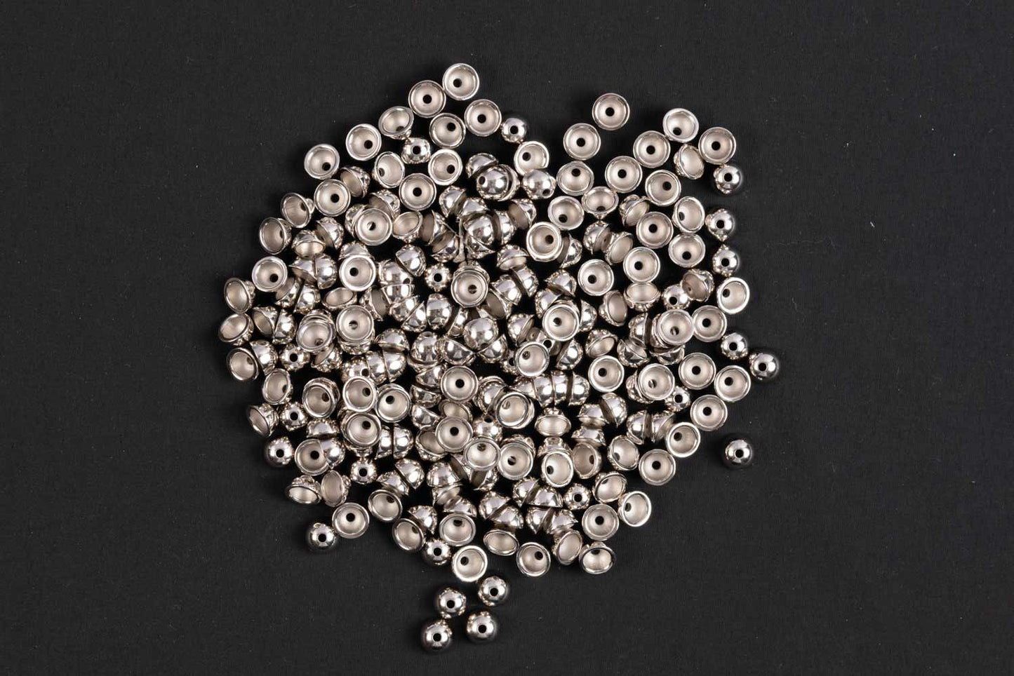 Silver Color Cap Shape Plastic Beads Package of 50 Grams