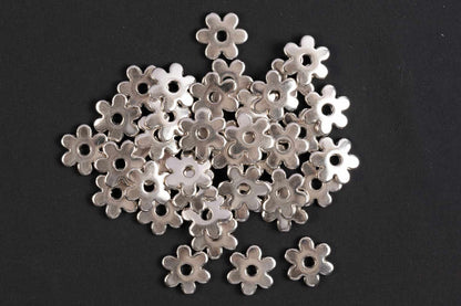 Silver Color Flower Shape Plastic Beads Package of 50 Grams