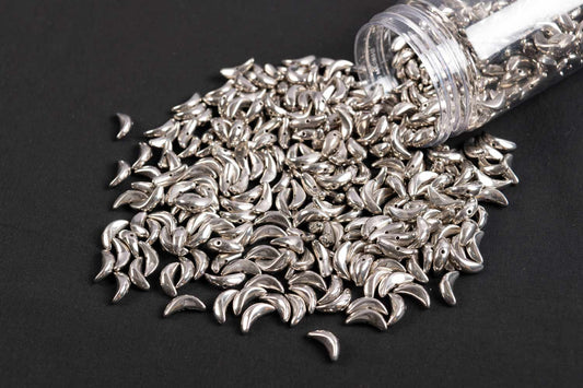 Silver Color Assorted Shape Plastic Beads Package of 50 Grams