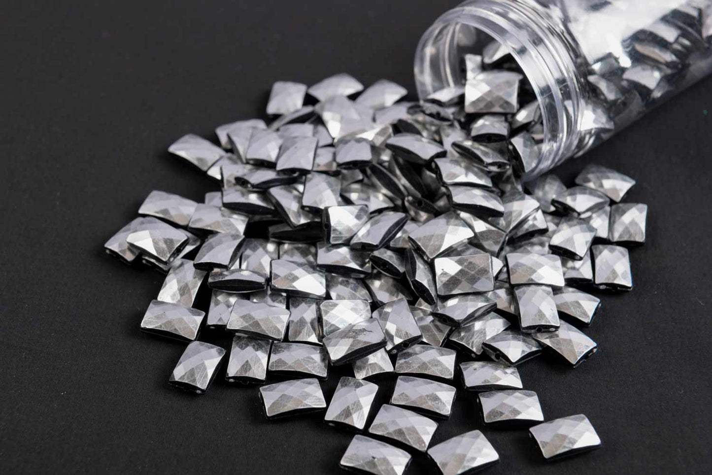 Grey Color Rectangle Shape Plastic Beads Package of 50 Grams