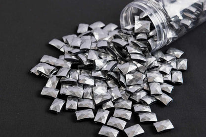 Grey Color Rectangle Shape Plastic Beads Package of 50 Grams