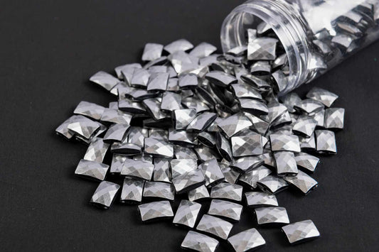 Grey Color Rectangle Shape Plastic Beads Package of 50 Grams