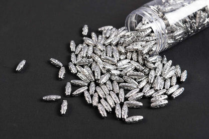 Silver Color Assorted Shape Plastic Beads Package of 50 Grams