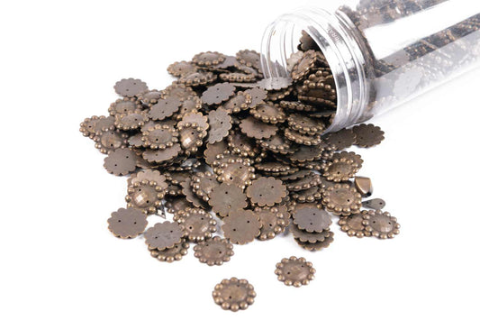 Mohan Shoppe Copper Color Flower Shape Plastic Stones for Embroidery Work Ladies Suits, Dresses, Blouses, Gowns, Beading, Art and Craft and Decoration, Package of 100 GMS