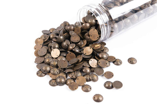 Mohan Shoppe Dull Golden Color Round Shape Plastic Stones for Embroidery Work Ladies Suits, Dresses, Blouses, Gowns, Beading, Art and Craft and Decoration, Package of 100 Grams