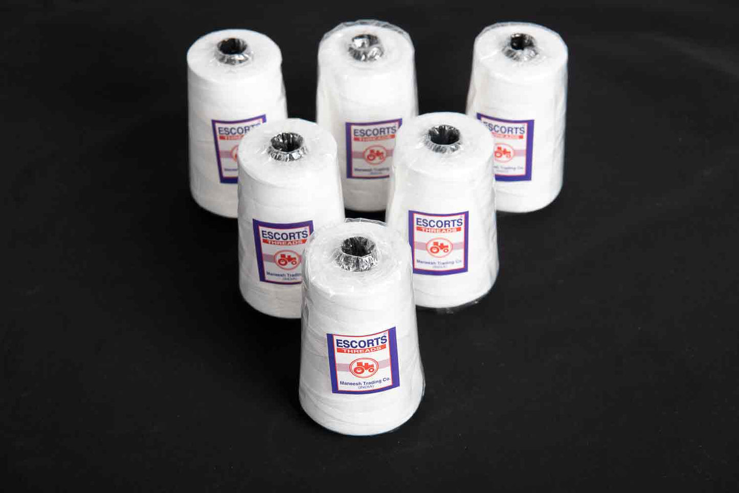 Mohan Shoppe White Color Polyester Thread/Adda Cone/Polyester Tana, Package of 6 Pieces