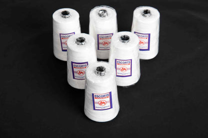 Mohan Shoppe White Color Polyester Thread/Adda Cone/Polyester Tana, Package of 6 Pieces