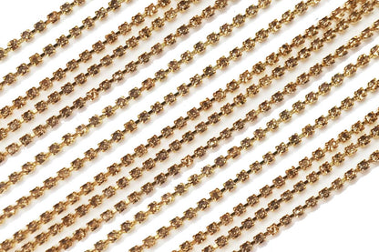 Mohan Shoppe Golden color Stone Chain Cup Chain Rhinestone Chain for Jewlery Making etc. Pack of 5 Meters