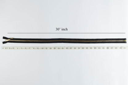 Black Color Ykk 30 inches Metal Zip with golden chain