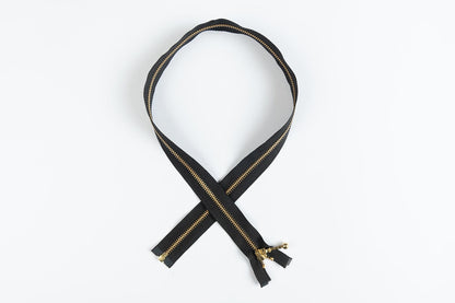 Black Color Ykk 30 inches Metal Zip with golden chain