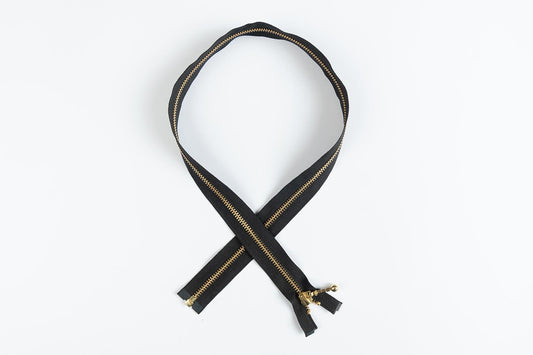 Black Color Ykk 30 inches Metal Zip with golden chain