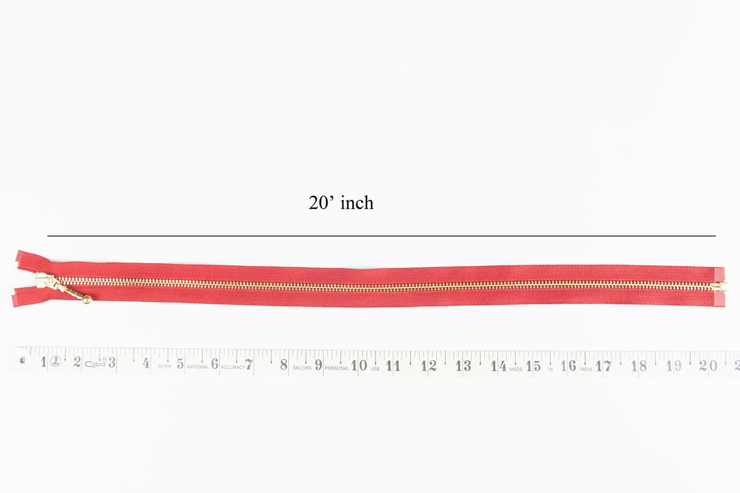 Red Color Ykk Metal Zip 25 inches with golden chain