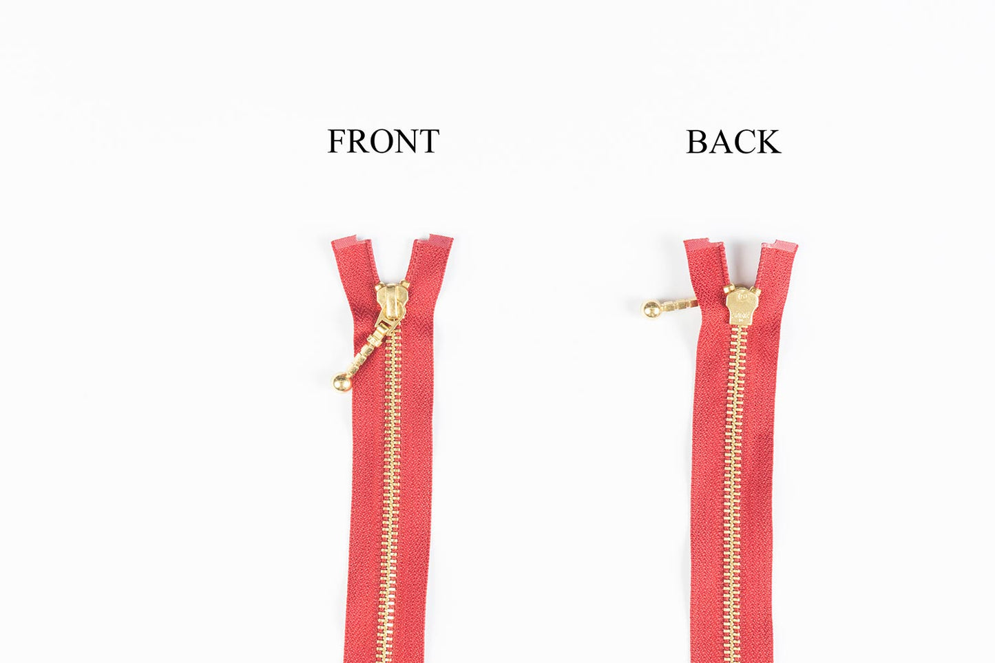 Red Color Ykk Metal Zip 25 inches with golden chain