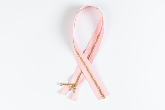 Light Pink Color Ykk Zip 20 inches with golden chain