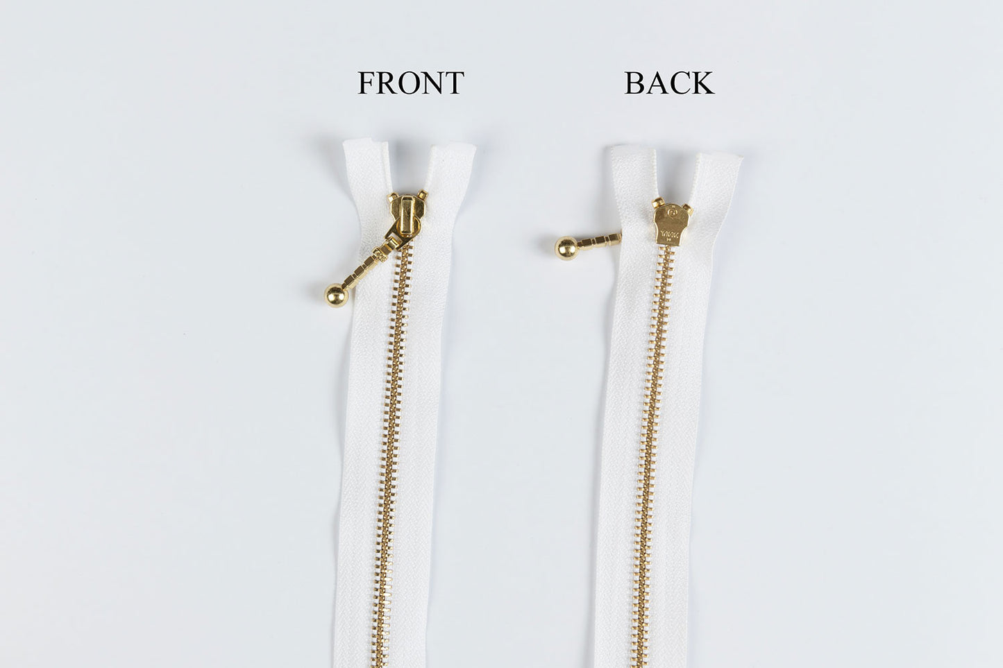 White Color Ykk Zip with Golden chain 20 25 inches